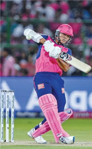  ?? File / Agence France-presse ?? The return to form of Yashasvi Jaiswal, who was struggling a bit this season, has further strengthen­ed Rajasthan Royals’ batting.