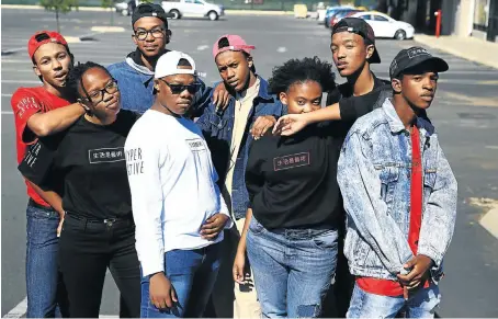  ?? Picture: SIMPHIWE NKWALI ?? KEEPING ACTIVE: These school friends from Springs, on the East Rand, started their own clothing label, Hyperaktiv­e. Back row, from left, are Luzuko Mashalaba, Ntando Mthethwa, Elethu Ngandi and Mpho Dintle; front row from left are Nkateko Shiluke,...