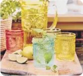  ?? ?? Ella James Set of 4 Embossed Tumblers, Embossed Glass Drinks Pitcher, Yellow, Ella James.