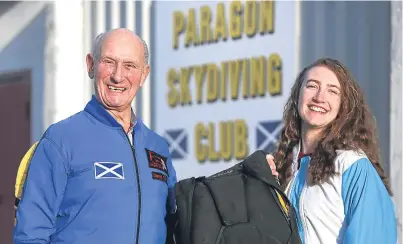  ?? Picture: Kris Miller ?? Derek Thorne, Scotland’s oldest skydiver, with Deborah.