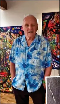  ??  ?? HANNIB-OIL LECTER: Actor Anthony Hopkins, 82, shows off his own paintings