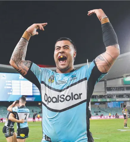  ??  ?? SKIPPER MATERIAL: Michael Ennis has backed Cronulla’s Andrew Fifita to fire in Friday’s preliminar­y final.