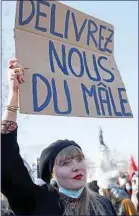  ??  ?? Dimanche, à Paris, lors d’un rassemblem­ent féministe.
