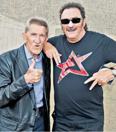  ??  ?? Barry Chuckle, left, with brother Paul in 2016. Left, the pair on New Faces in 1975