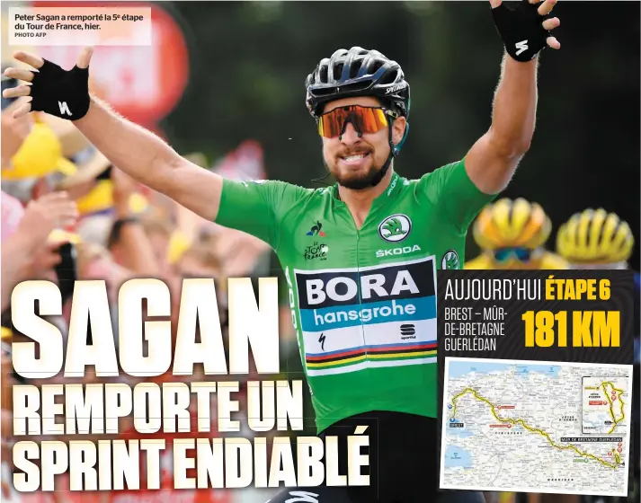  ?? PHOTO AFP ?? Peter Sagan a remporté la 5e étape du Tour de France, hier.