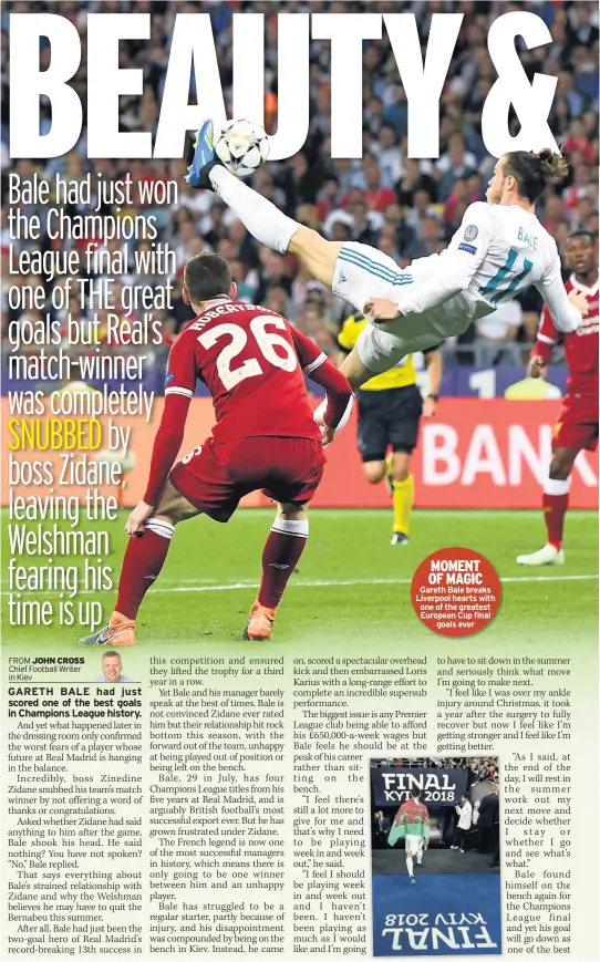  ??  ?? MOMENT OF MAGIC Gareth Bale breaks Liverpool hearts with one of the greatest European Cup final goals ever