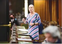  ?? CP PHOTO SEAN KILPATRICK ?? Minister of Infrastruc­ture and Communitie­s Catherine McKenna speaks during question period in the House of Commons on Oct. 23.