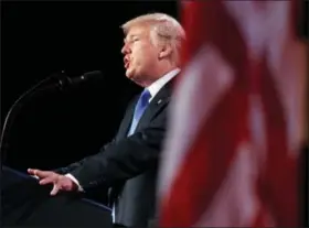  ?? THE ASSOCIATED PRESS ?? President Donald Trump speaks to the 2017 Value Voters Summit, Friday, Oct. 13, 2017, in Washington.