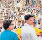  ?? HT PHOTO ?? State Congress chief Sachin Pilot (right)at Sirohi on Friday.