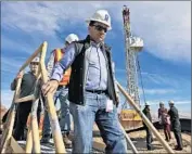  ?? Irfan Khan
Los Angeles Times ?? DENNIS ARRIOLA, president and CEO of Southern California Gas Co., at the drilling of a relief well.