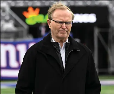  ?? BILL KOSTROUN — THE ASSOCIATED PRESS ?? Giants owner John Mara looks on before Sunday’s game against Washington in East Rutherford.