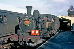  ?? G. PARRY COLLECTION/COLOUR RAIL ?? LSWR ‘O2’ 0-4-4T No. W14 Fishbourne at Shanklin on December 31 1966.