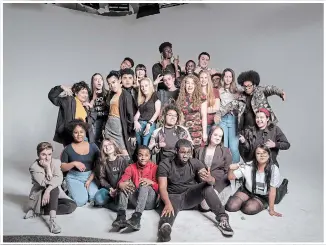  ?? PHOTO COURTESY OF HAMILTON YOUTH POETS ?? Pre-festival photo shoot At Digital Canary studios, featuring members from teams across the city (Saltfleet, Ancaster, MacNab, Sir John A. Macdonald; Cathedral, Bishop Ryan, Sherwood, Westmount, Waterdown and Glendale) at last year’s Louder Than A Bomb