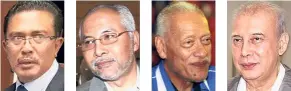  ??  ?? Past cases: (From left) Abdul Latif, Dr Mohd Khir, Muhammad and Abdul Rahim are among Umno leaders who have resigned due to court cases.