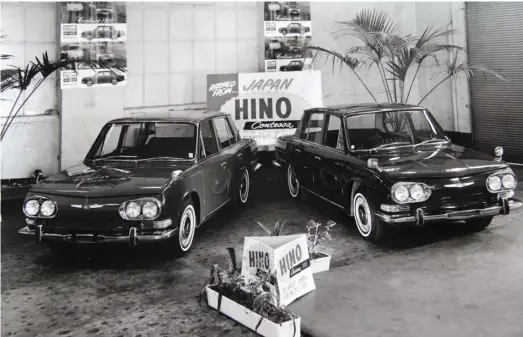  ??  ?? On display in the Queen St showroom, a pair of Hino Contessas