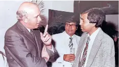  ?? ?? BISETTY, right, interviews former president FW de Klerk while Ashwin Mohanlal of the Local Affairs Committee looks on.