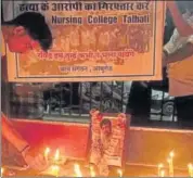  ?? HT PHOTO ?? Ravindra Kumar’s friends organised a candle march in his memory in Sirohi.
