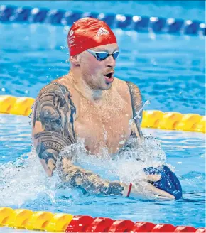  ??  ?? Confident: Adam Peaty trains in Tokyo, where beating his own 56.88sec mark is the target