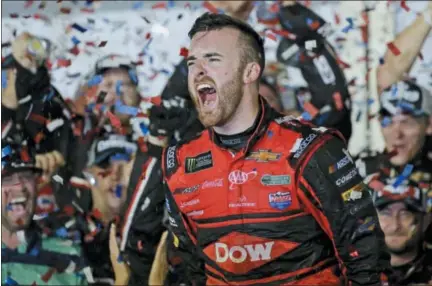  ?? TERRY RENNA — THE ASSOCIATED PRESS ?? Austin Dillon celebrates in Victory Lane after winning the NASCAR Daytona 500 Cup series auto race at Daytona Internatio­nal Speedway in Daytona Beach, Fla., Sunday.