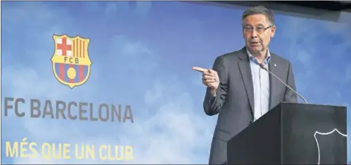  ??  ?? Josep Maria Bartomeu, presidente del Barça, en un acto reciente del club.