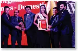  ??  ?? The award was given to Mach Conference­s and, received by Suresh Gupta, COO, Ranjan Ghosh, General Manager - Operations, Kamal Ahuja, Manager and Ankita Gulati, Deputy Manager