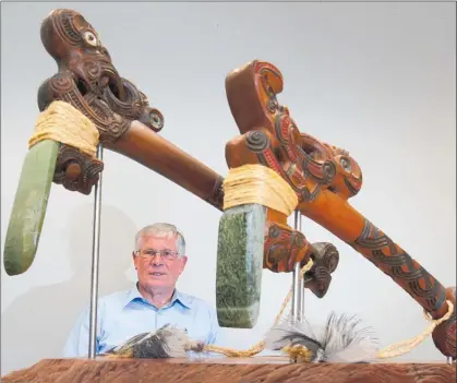  ?? PHOTO: JOHN BORREN ?? WESTERN Bay of Plenty Mayor Garry Webber with one of his art pieces which will feature in an upcoming exhibition.