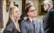  ?? CBS/IMDB/TNS ?? Kaley Cuoco and Johnny Galecki in “The Big Bang Theory.”