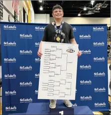  ?? MATTHEW KNAUB — READING EAGLE ?? Brody Kline becomes the first Berks Catholic wrestler to win a regional championsh­ip.