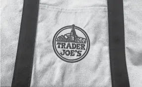  ?? PROVIDED BY ANDREA ABBOUD ?? The Trader Joe’s logo is seen on a normal-sized tote bag. The grocery store chain’s canvas mini tote bags are being resold online for as much as $500 amid a social media craze.