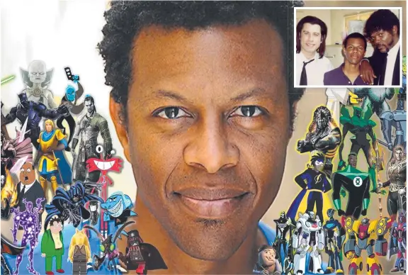  ?? ?? US actor and voiceover star Phil LaMarr will appear at the Gold Coast Supanova convention; (inset) with Pulp Fiction stars John Travolta (left) and Samuel L Jackson.