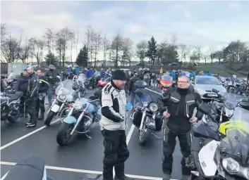  ??  ?? For Allan Hundreds of bikers paid their respects by joining the funeral cortege