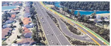  ??  ?? Artist impression­s of the $1 billion Gold Coast M1 upgrade between Varsity Lakes and Tugun.