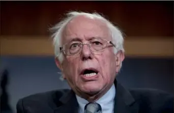  ?? Andrew Harnik/Associated Press ?? Sen. Bernie Sanders, I-Vt., speaks at a news conference Jan. 30 on Capitol Hill in Washington. Mr. Sanders, whose insurgent 2016 presidenti­al campaign reshaped Democratic politics, announced Tuesday that he is running for president in 2020.