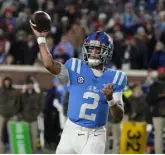  ?? Rogelio V. Solis, The Associated Press ?? Mississipp­i quarterbac­k Matt Corral is seen as a potential high NFL draft pick.