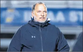  ?? MICHAEL GARD/POST-TRIBUNE ?? Lake Central coach Jereme Rainwater led his team to the Class 3A state championsh­ip game against Zionsville on Nov. 2.