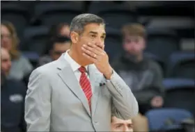  ?? LAURENCE KESTERSON — THE ASSOCIATED PRESS ?? Villanova head coach Jay Wright reacts during the second half of an NCAA college basketball game against Furman, Saturday in Villanova, Pa. Furman won 76-68 in overtime.