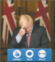  ??  ?? Britain’s Prime Minister Boris Johnson gestures during a coronaviru­s briefing in September in Downing Street in London. (File Photo/AP/Jack Hill)