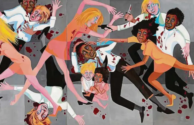  ?? Photo: © Faith Ringgold / ARS, NY and DACS, Londres ?? Faith Ringgold, American People Series #20: Die, 1967, Huile sur toile, deux panneaux, 182,9 x 365,8 cm, The Museum of Modern Art, New York