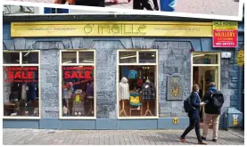  ?? ?? End of an era: (Top) Ó’Máille’s Aran shop in happier times and (above) the premises is now up for sale