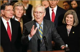  ?? SIPA USA ?? “Quite a week of substantiv­e accomplish­ments for the nation, for the president and for our internatio­nal trade,” said Senate Majority Leader Mitch McConnell, R-Ky.