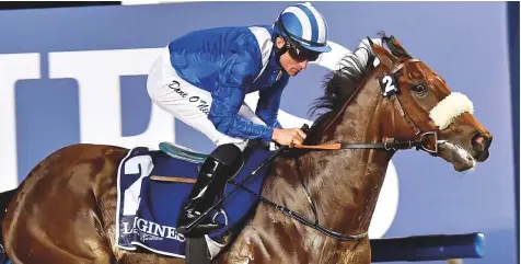  ?? Virendra Saklani/Gulf News ?? Taamol, ridden by Dane O’Neill and trained by Ali Rashid Al Rayhi, will bid to pick up back-to-back wins for the season. Gulf News, the leading newspaper in the UAE and GCC is sponsoring today’s seven-race card at Meydan Racecourse.