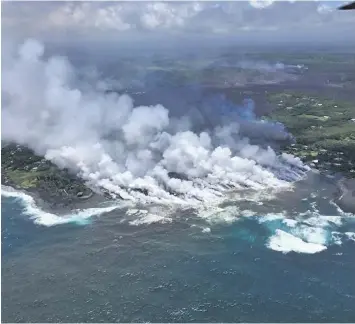  ?? Photo: USGS Volcanoes ?? Lava flow from Fissure 8 Kilaua eruption spilling into Kapoho Bay.