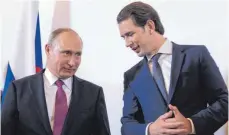  ?? FOTO: AFP ?? Österreich­s Bundeskanz­ler Sebastian Kurz will eine „Win-Win-Situation für beide Seiten. Links der russische Präsident Wladimir Putin.