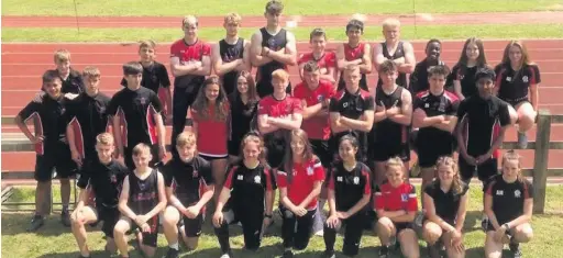  ??  ?? Queen Elizabeth High School’s Junior Boys, Middle Girls and Middle Boys teams from Carmarthen will be heading to Brecon for the Welsh NASUWT athletics finals next month.