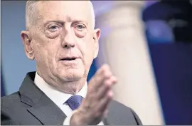  ?? BLOOMBERG FILE ?? The House’s defense authorizat­ion bill accommodat­ed a request from Defense Secretary Jim Mattis, above, to give the administra­tion the power to waive certain Russia-related sanctions to sell defense materials to countries that have been dependent on...