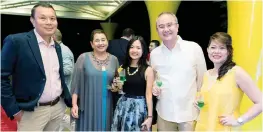  ??  ?? BEAMING FACES. Zee founder Eva Gullas (left foto) with Cybill Guynn and Mom Arcy Gayatin. Right foto shows architect Ed Gallego and wife Bernadette, Cathay Pacific's Catherine Sin, Ceazar Lorenzo Veneracion and Connie Cimafranca.