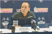  ?? AP FILE PHOTO ?? UConn coach Mike Cavanaugh’s season came to an end on Saturday night in a 2-1 loss to UMass Lowell in the Hockey East quarterfin­als.