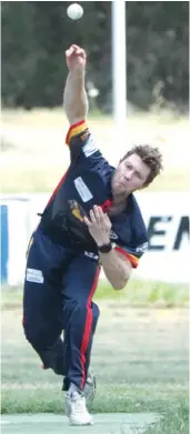  ??  ?? Longwarry’s Austin Van Strijp toiled with the ball for eight overs as Garfield-Tynong amassed a big score in division two; Photograph­s: Paul Cohen.