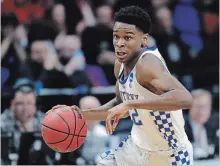  ?? ASSOCIATED PRESS FILE PHOTO ?? Kentucky guard Shai Gilgeous-Alexander is a projected lottery pick, who mock drafts have going to the LA Clippers with their 12th or 13th pick.