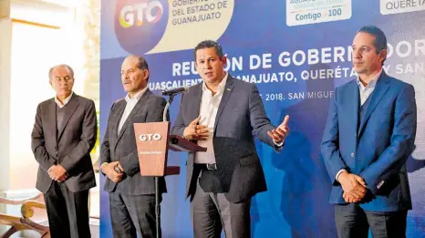  ??  ?? Se formalizó la creación de un grupo de trabajo entre Guanajuato, Querétaro, San Luis Potosí y Aguascalie­ntes.